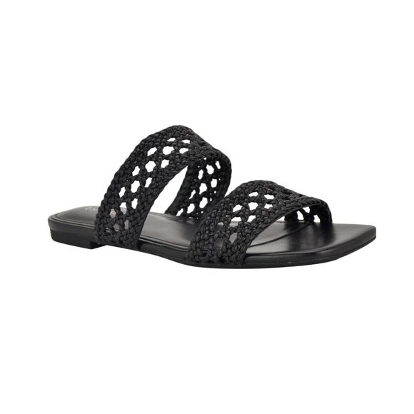 Calvin Klein Womens Florency Woven Slip On Flat Sandals Black Size 9M NIB - Picture 1 of 5
